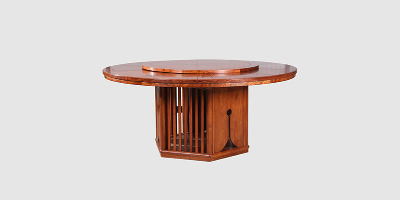 朝阳中式餐厅装修天地圆台餐桌红木家具效果图